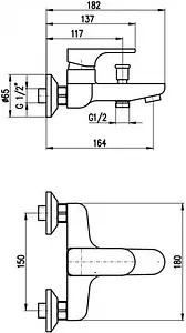 Смеситель для ванны Rav Slezak Yukon белый/хром YU154.5CB Смеситель для ванны Rav Slezak Yukon белый/хром YU154.5CB, 2
