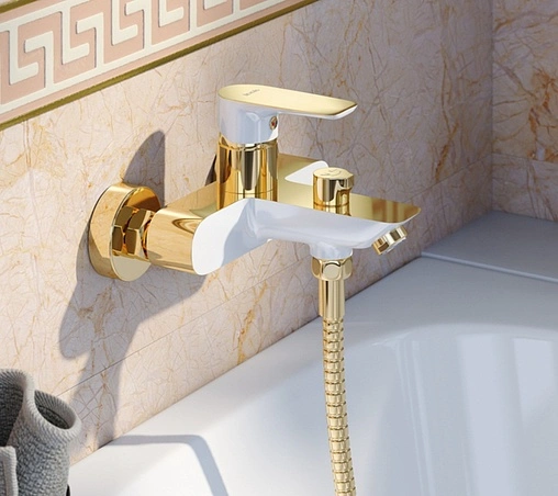 Смеситель для ванны IDDIS Cloud белый/желтое золото CLOWG02i02