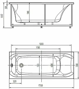 Ванна акриловая Aquatek Афродита 170x70 L с фронтальной панелью с каркасом (вклеенный) AFR170-0000024 Ванна акриловая Aquatek Афродита 170x70 L с фронтальной панелью с каркасом (вклеенный) AFR170-0000024, 2