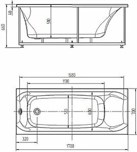 Ванна акриловая Aquatek Афродита 170x70 с каркасом (разборный) AFR170-0000045 Ванна акриловая Aquatek Афродита 170x70 с каркасом (разборный) AFR170-0000045, 2