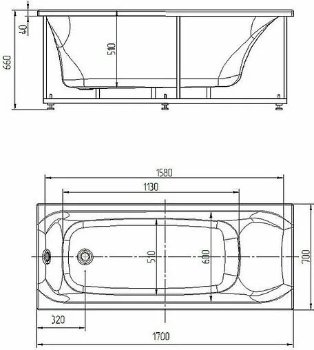 Ванна акриловая Aquatek Афродита 170x70 с каркасом (разборный) AFR170-0000045