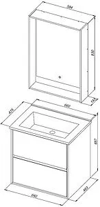 Тумба-умывальник подвесная Aquanet Милан 65 белый глянец 00339965+4640021062203, 2