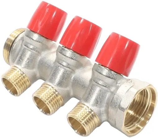 Коллектор регулирующий проходной 3 отвода красный ¾&quot;в/н x ½&quot;н General Fittings 6200E7N1004R3A