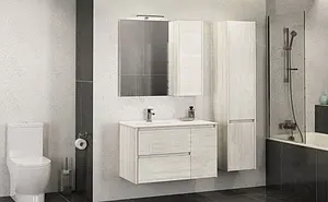 Шкаф-зеркало Comforty Бремен 90 дуб белый 00004142374CF, 3