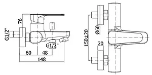 Смеситель для ванны Paffoni Sly хром SY022CR Смеситель для ванны Paffoni Sly хром SY022CR, 2