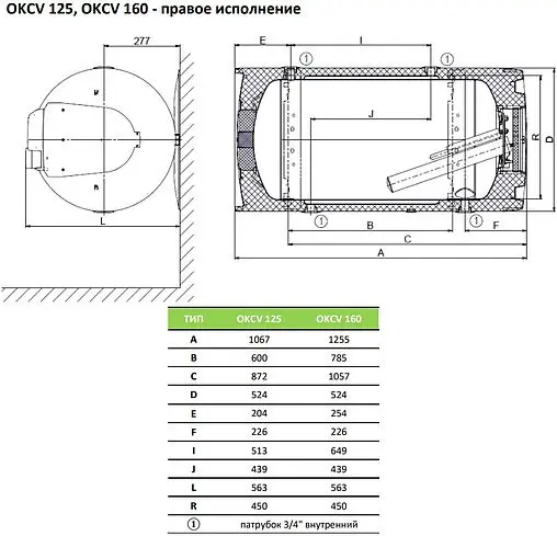 Бойлер комбинированного нагрева Drazice OKCV 160 (10 кВт) 1106408111