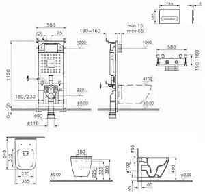 Комплект 5 в 1 VitrA Integra Square Rim-Ex 9856B003-7206 с кнопкой Loop 740-0780 хром глянцевый Комплект 5 в 1 VitrA Integra Square Rim-Ex 9856B003-7206 с кнопкой Loop 740-0780 хром глянцевый, 2