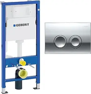 Инсталляция для подвесного унитаза Set 3 в 1 Geberit Duofix 458.124.21.5 с кнопкой Delta 21 хром глянцевый Инсталляция для подвесного унитаза Set 3 в 1 Geberit Duofix 458.124.21.5 с кнопкой Delta 21 хром глянцевый, 1