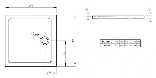 Поддон для душа Radaway Doros C900 SDRC9090-01