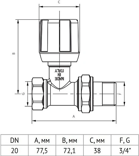 Вентиль регулирующий прямой ¾" в/н Uni-Fitt 150N3000 Вентиль регулирующий прямой ¾" в/н Uni-Fitt 150N3000