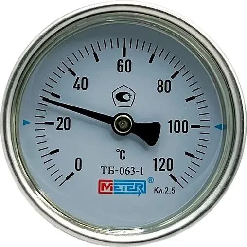 Термометр биметаллический Meter ТБ-063-1 63мм 120°С гильза 60мм ½&quot; 01657