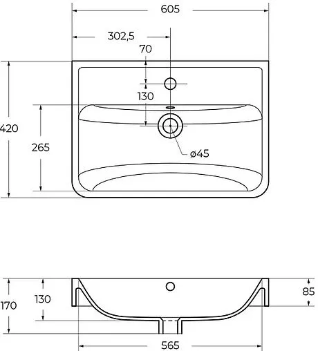 Раковина BelBagno NEON 60 белый 19060