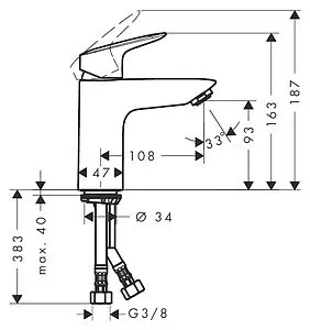 Смеситель для раковины Hansgrohe Logis 100 хром 71107000 Смеситель для раковины Hansgrohe Logis 100 хром 71107000, 2
