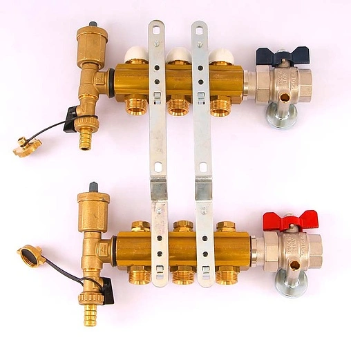 Группа коллекторная без расходомеров 3 отвода 1&quot;в/в x ¾&quot;ек Tiemme 3870030
