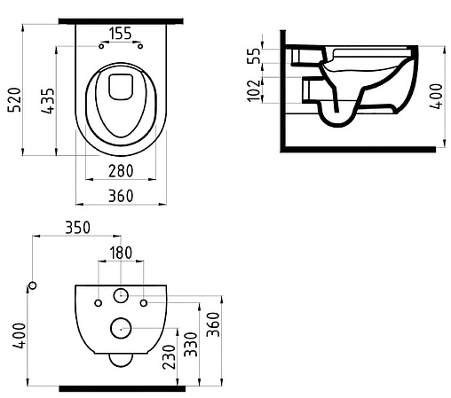 Унитаз подвесной безободковый Bien Vokha черный MDKA052N1VP0B9000