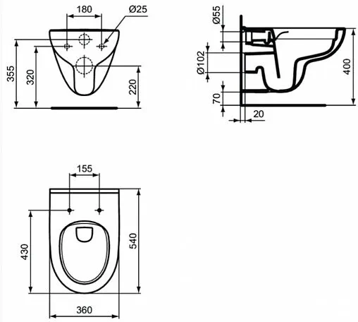 Комплект 3 в 1 Ideal Standard I.Life A RimLS+ I001601