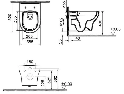 Унитаз подвесной безободковый VitrA Zentrum Rоund SmoothFlush белый 7786B003-0075