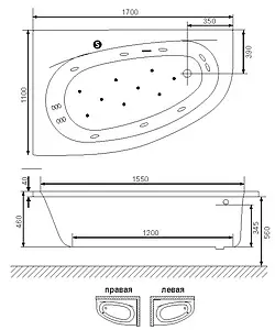Ванна акриловая Excellent Kameleon 170x110 R WAEX.KMP17WH Ванна акриловая Excellent Kameleon 170x110 R WAEX.KMP17WH, 3
