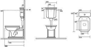 Унитаз-компакт с высоким бачком Kerasan Waldorf белый Унитаз-компакт с высоким бачком Kerasan Waldorf белый, 2