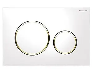 Клавиша смыва для унитаза Geberit Sigma 20 115.882.KK.1 кнопки/белый глянцевый, кольца/золото Клавиша смыва для унитаза Geberit Sigma 20 115.882.KK.1 кнопки/белый глянцевый, кольца/золото, 1