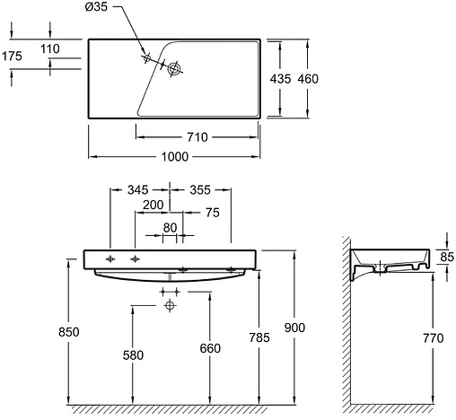 Раковина Jacob Delafon Rythmik 100 белый EXN112-Z-00