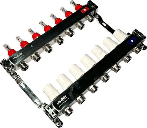 Группа коллекторная с расходомерами 6 отводов 1&quot;в/в x ¾&quot;ек Uni-fitt OPTIMAL 450B4306.RU