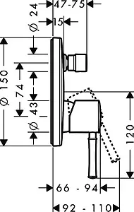 Смеситель для ванны скрытого монтажа Hansgrohe Talis Classic хром 14145000 Смеситель для ванны скрытого монтажа Hansgrohe Talis Classic хром 14145000, 4