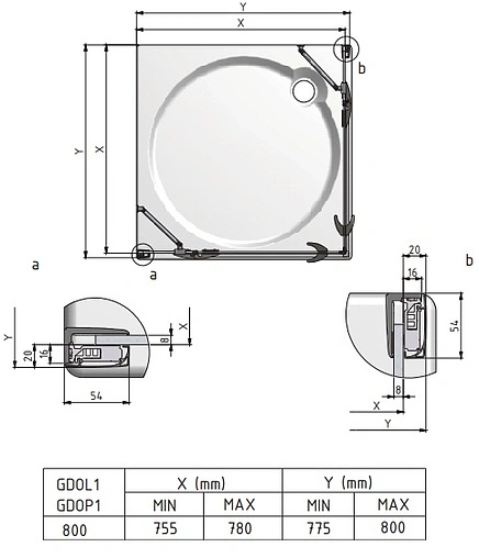 Душевая дверь 800мм прозрачное стекло Roltechnik Elegant Line GDO⅛00 L 132-800000L-00-02
