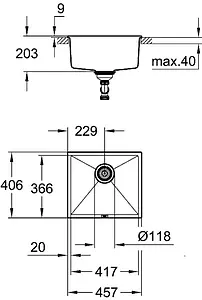 Мойка кухонная Grohe K700U-45.7 черный гранит 31653AP0 Мойка кухонная Grohe K700U-45.7 черный гранит 31653AP0, 2
