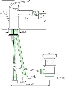 Смеситель для биде Jaquar Continental Prime хром COP-CHR-213BPM, 2
