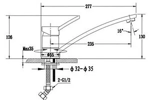 Смеситель для кухни Ewigstein иней 17240041 иней, 2