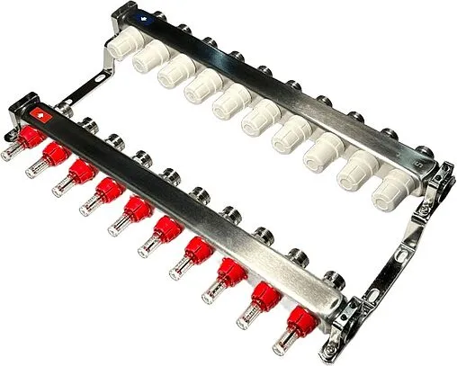 Группа коллекторная с расходомерами 10 отводов 1&quot;в/в x ¾&quot;ек Uni-fitt OPTIMAL 450B4310.RU