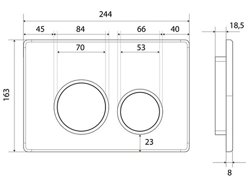 Клавиша смыва для унитаза IDDIS Unifix 050 UNI50M0i77 кнопки/хром матовый, кольца/хром глянцевый