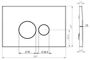 Клавиша смыва для унитаза Toni Arti Baglio TA-0080 хром матовый Клавиша смыва для унитаза Toni Arti Baglio TA-0080 хром матовый, 2