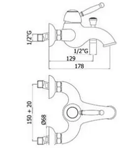 Смеситель для ванны Paffoni Giorgia бронза GI022BR Смеситель для ванны Paffoni Giorgia бронза GI022BR, 2