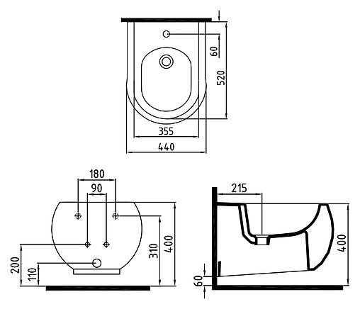 Биде подвесное Bien Flash белый FLBA05201VD1W3000