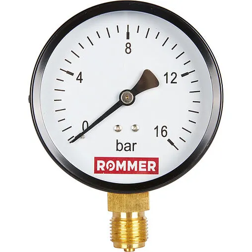 Манометр радиальный Rommer 100 мм 16 бар ½&quot; RIM-0010-101615