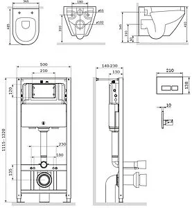 Комплект 6 в 1 Am.Pm Spirit 2.0 FlashClean IS47031.701700 с кнопкой никель, 2