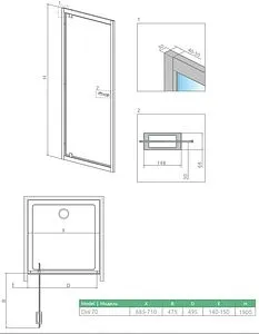 Дверь в нишу 700мм тонированное стекло Radaway Twist DWJ 70 382000-08 Дверь в нишу 700мм тонированное стекло Radaway Twist DWJ 70 382000-08, 2