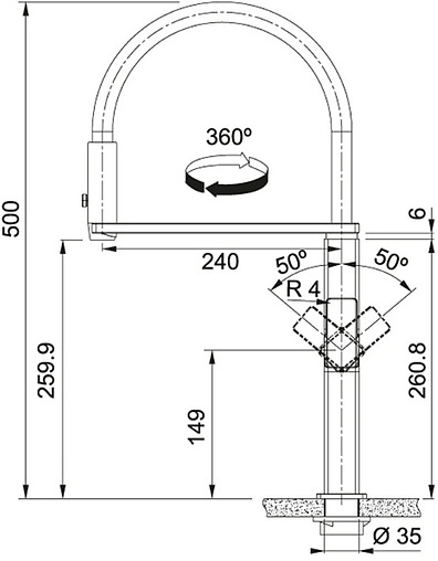 Смеситель для кухни с гибким изливом Franke Centinox Pro нержавеющая сталь/чёрный 115.0547.855