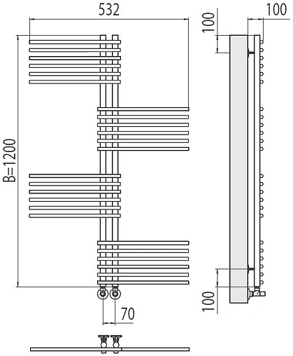 Полотенцесушитель водяной лесенка Terminus Европа П24 70х1200 полированная сталь 4670078530622