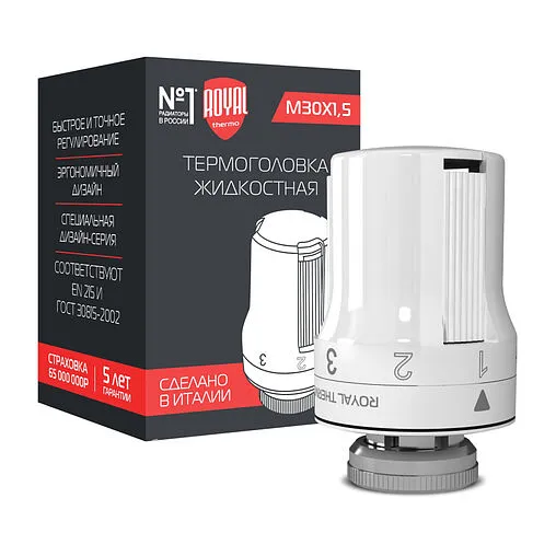 Головка термостатическая M30х1,5 Royal Thermo Design белый RTE 50.030 Головка термостатическая M30х1,5 Royal Thermo Design белый RTE 50.030