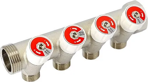 Коллектор регулирующий проходной 4 отвода 1&quot;в/н x ½&quot;к Uni-fitt 404N4240