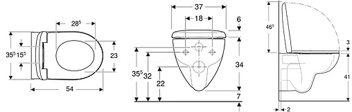 Комплект 5 в 1 Geberit Renova Rimfree 500.124.TC.R с кнопкой Delta 21 хром глянцевый Комплект 5 в 1 Geberit Renova Rimfree 500.124.TC.R с кнопкой Delta 21 хром глянцевый