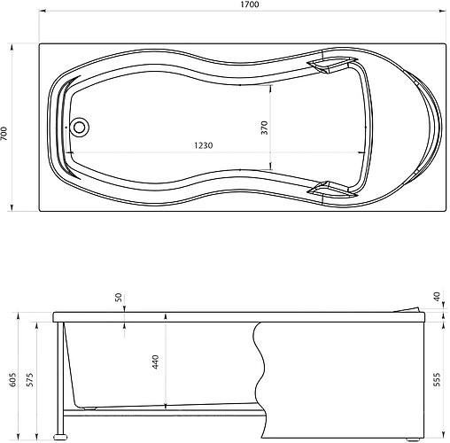 Ванна акриловая Aquanet Tessa 170x70 00242924