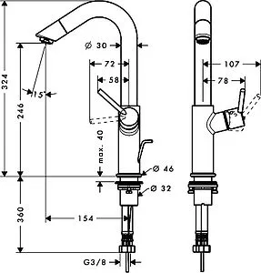 Смеситель для раковины Hansgrohe Talis 250 хром 32055000 Смеситель для раковины Hansgrohe Talis 250 хром 32055000, 2