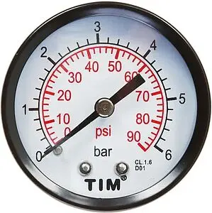 Манометр аксиальный TIM 50мм 6 бар ¼&quot; Y-50T-6, 1