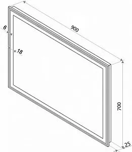 Зеркало с подсветкой Continent Aralia Black Led 90x70 с часами, с подогревом чёрный ЗЛП474, 2