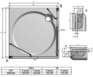Душевое ограждение 1000x800мм прозрачное стекло Roltechnik Tower Line TDO1+TB/1000*800 724-1000000-00-02+725-8000000-00-02 Душевое ограждение 1000x800мм прозрачное стекло Roltechnik Tower Line TDO1+TB/1000*800 724-1000000-00-02+725-8000000-00-02, 2