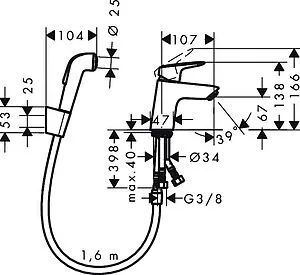Смеситель для раковины с гигиеническим душем Hansgrohe Logis 70 хром 71290000, 2